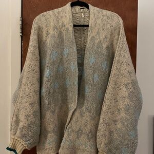 Free People ‘Winter Wonderland’ grey & blue cardigan